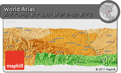 Political Panoramic Map of the Area around 35° 24' 37" N, 112° 16' 30" E
