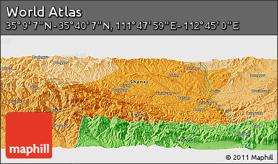 Political Panoramic Map of the Area around 35° 24' 37" N, 112° 16' 30" E