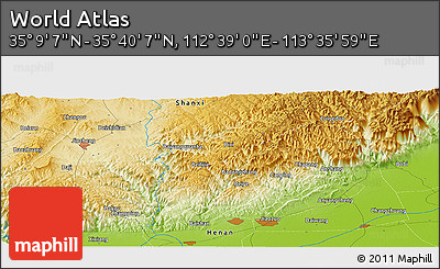 Physical Panoramic Map of the Area around 35° 24' 37" N, 113° 7' 30" E