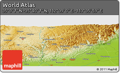 Physical Panoramic Map of the Area around 35° 24' 37" N, 113° 7' 30" E