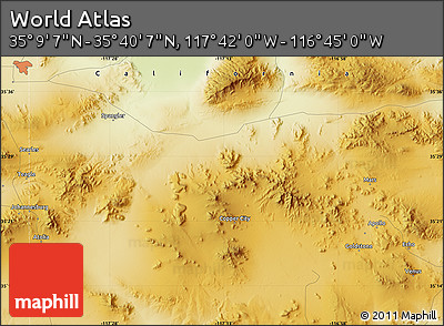 Physical Map of the Area around 35° 24' 37" N, 117° 13' 29" W