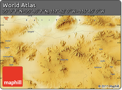 Physical Map of the Area around 35° 24' 37" N, 117° 13' 29" W