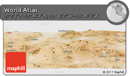 Satellite Panoramic Map of the Area around 35° 24' 37" N, 117° 13' 29" W