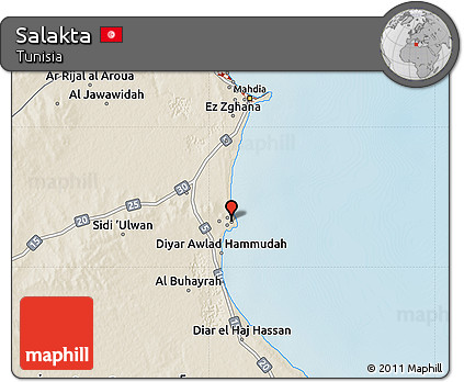 Shaded Relief Map of Salakta