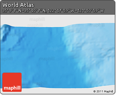 Shaded Relief 3D Map of the Area around 35° 24' 37" N, 122° 19' 29" W