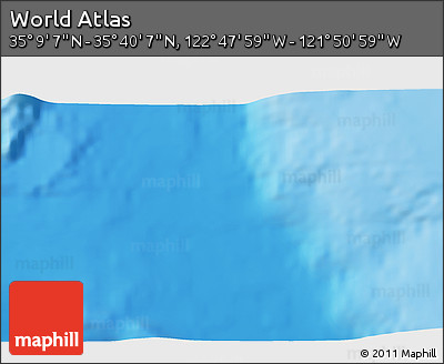 Shaded Relief 3D Map of the Area around 35° 24' 37" N, 122° 19' 29" W