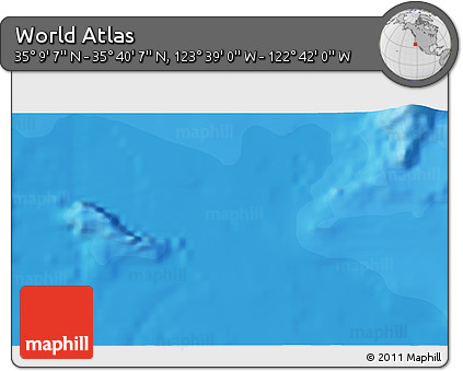Political 3D Map of the Area around 35° 24' 37" N, 123° 10' 30" W