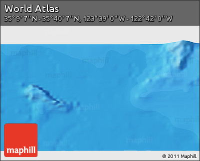 Political 3D Map of the Area around 35° 24' 37" N, 123° 10' 30" W