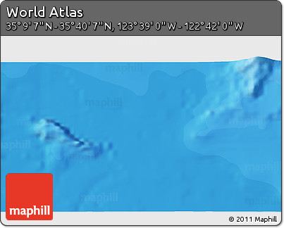 Political 3D Map of the Area around 35° 24' 37" N, 123° 10' 30" W