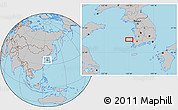 Gray Location Map of the area around 35° 24' 37" N, 125° 52' 30" E
