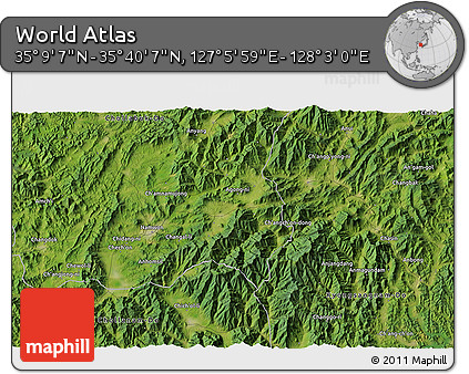 Satellite 3D Map of the Area around 35° 24' 37" N, 127° 34' 30" E