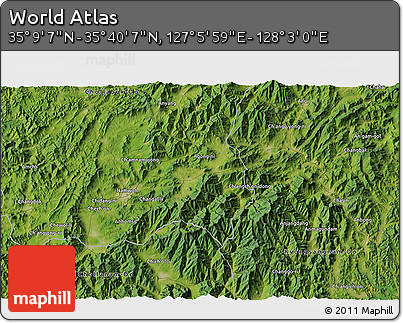 Satellite 3D Map of the Area around 35° 24' 37" N, 127° 34' 30" E