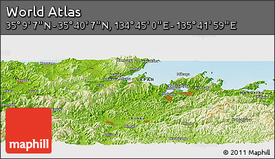 Physical Panoramic Map of the Area around 35° 24' 37" N, 135° 13' 29" E