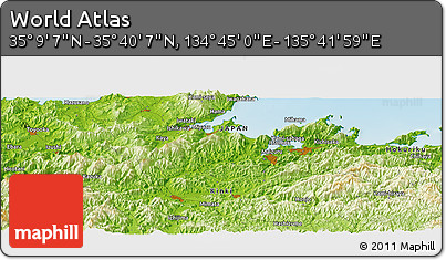 Physical Panoramic Map of the Area around 35° 24' 37" N, 135° 13' 29" E