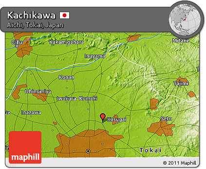 Physical 3D Map of Kachikawa