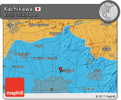 Political 3D Map of Kachikawa