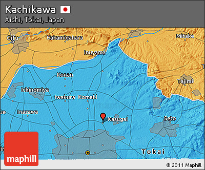 Political 3D Map of Kachikawa