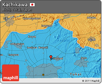 Political 3D Map of Kachikawa
