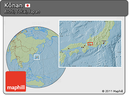 Savanna Style Location Map of Kōnan, hill shading