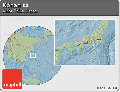 Savanna Style Location Map of Kōnan, hill shading
