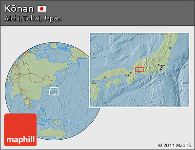 Savanna Style Location Map of Kōnan, hill shading