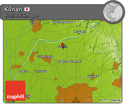 Physical Map of Kōnan