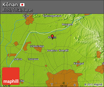 Physical Map of Kōnan