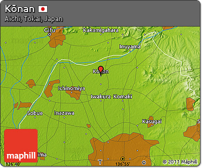 Physical Map of Kōnan