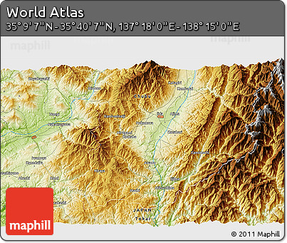Physical 3D Map of the Area around 35° 24' 37" N, 137° 46' 30" E