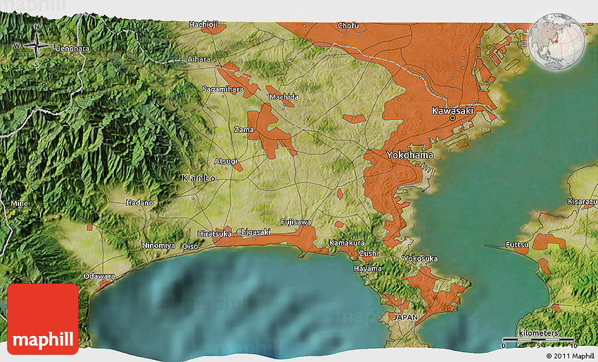 Satellite 3D Map of Yokohama