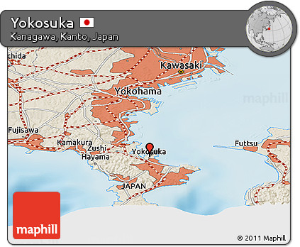 Free Shaded Relief Panoramic Map of Yokosuka