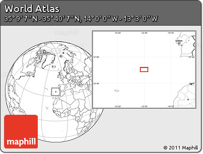 Blank Location Map of the Area around 35° 24' 37" N, 13° 31' 30" W