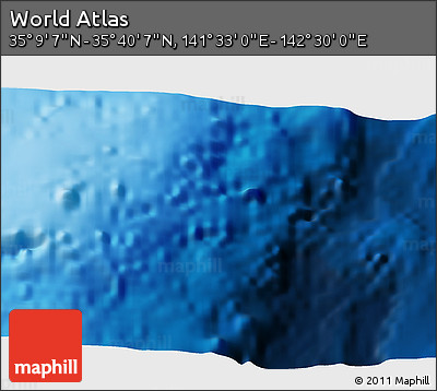 Physical 3D Map of the Area around 35° 24' 37" N, 142° 1' 30" E