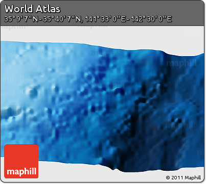 Physical 3D Map of the Area around 35° 24' 37" N, 142° 1' 30" E