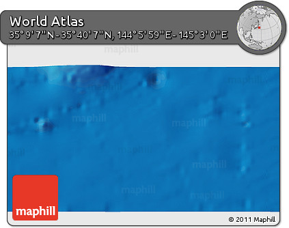 Physical 3D Map of the Area around 35° 24' 37" N, 144° 34' 29" E