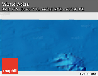 Physical 3D Map of the Area around 35° 24' 37" N, 145° 25' 30" E