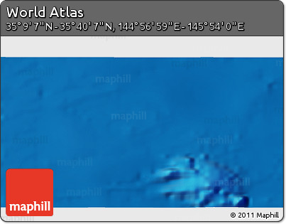 Physical 3D Map of the Area around 35° 24' 37" N, 145° 25' 30" E