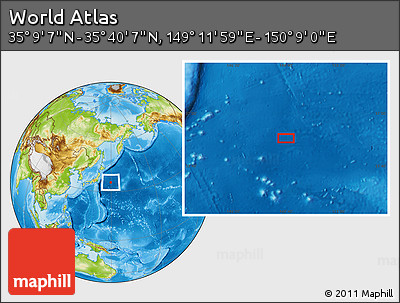 Physical Location Map of the Area around 35° 24' 37" N, 149° 40' 30" E