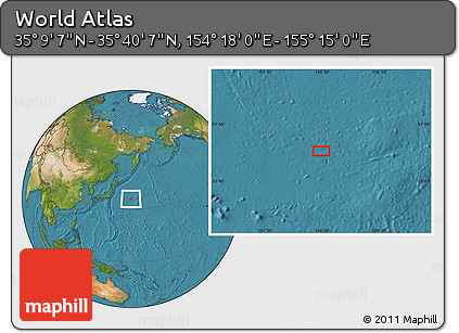 Satellite Location Map of the Area around 35° 24' 37" N, 154° 46' 30" E