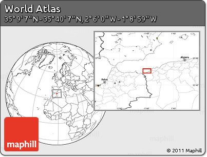 Blank Location Map of the Area around 35° 24' 37" N, 1° 37' 30" W