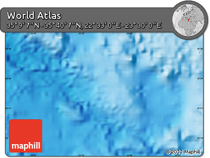 Shaded Relief Map of the Area around 35° 24' 37" N, 23° 1' 29" E