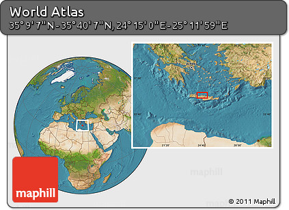 Satellite Location Map of the Area around 35° 24' 37" N, 24° 43' 30" E