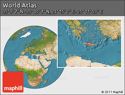 Satellite Location Map of the Area around 35° 24' 37" N, 24° 43' 30" E