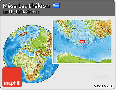 Physical Location Map of Mésa Lasithákion