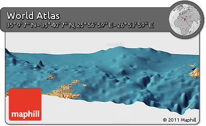 Satellite Panoramic Map of the Area around 35° 24' 37" N, 26° 25' 29" E