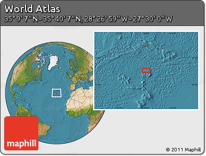 Satellite Location Map of the Area around 35° 24' 37" N, 27° 58' 30" W