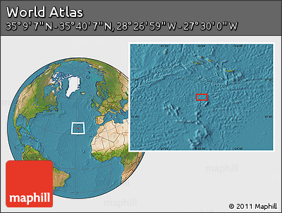 Satellite Location Map of the Area around 35° 24' 37" N, 27° 58' 30" W