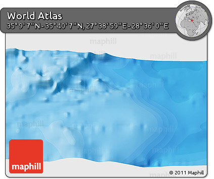 Political 3D Map of the Area around 35° 24' 37" N, 28° 7' 30" E