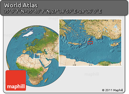 Satellite Location Map of the Area around 35° 24' 37" N, 28° 7' 30" E