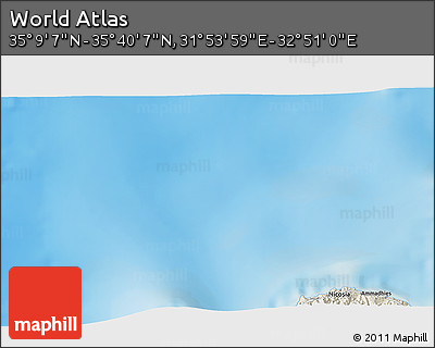 Shaded Relief 3D Map of the Area around 35° 24' 37" N, 32° 22' 30" E